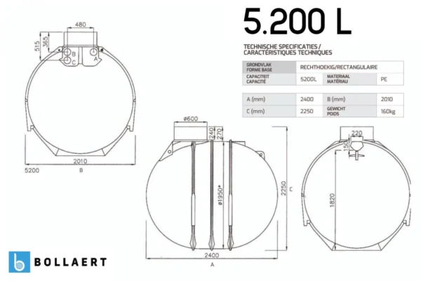 Citerne à eau à enterrer en PE - NAUTILUS - 5200 litres