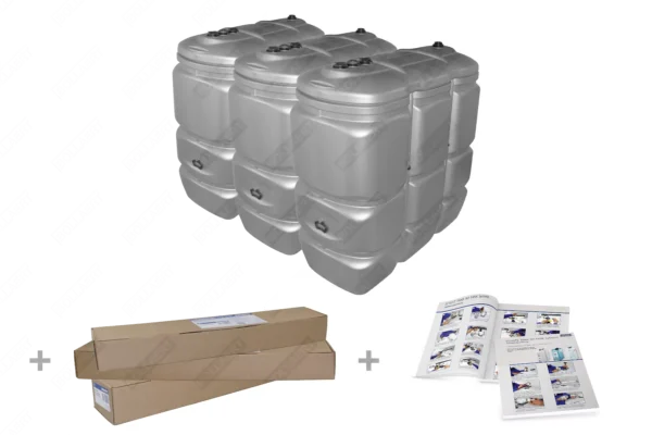 Cuve à mazout PE 3 x 1500L (=4500L) UV résist - jumelage largeur 4