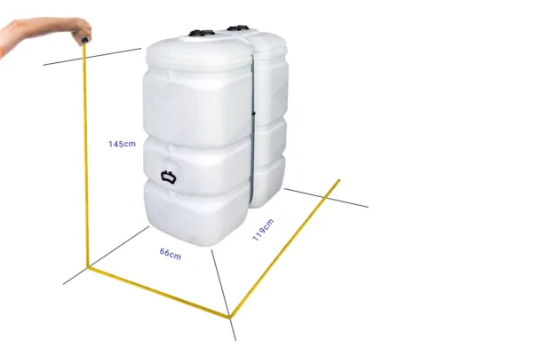 Cuves à mazout PE 2 x 750L (=1500L) compact - jumelage longueur 3